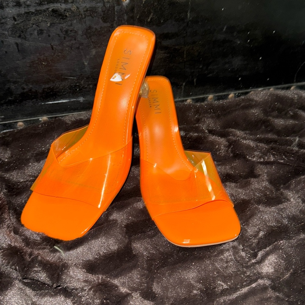 Retro Orange Heels clear front